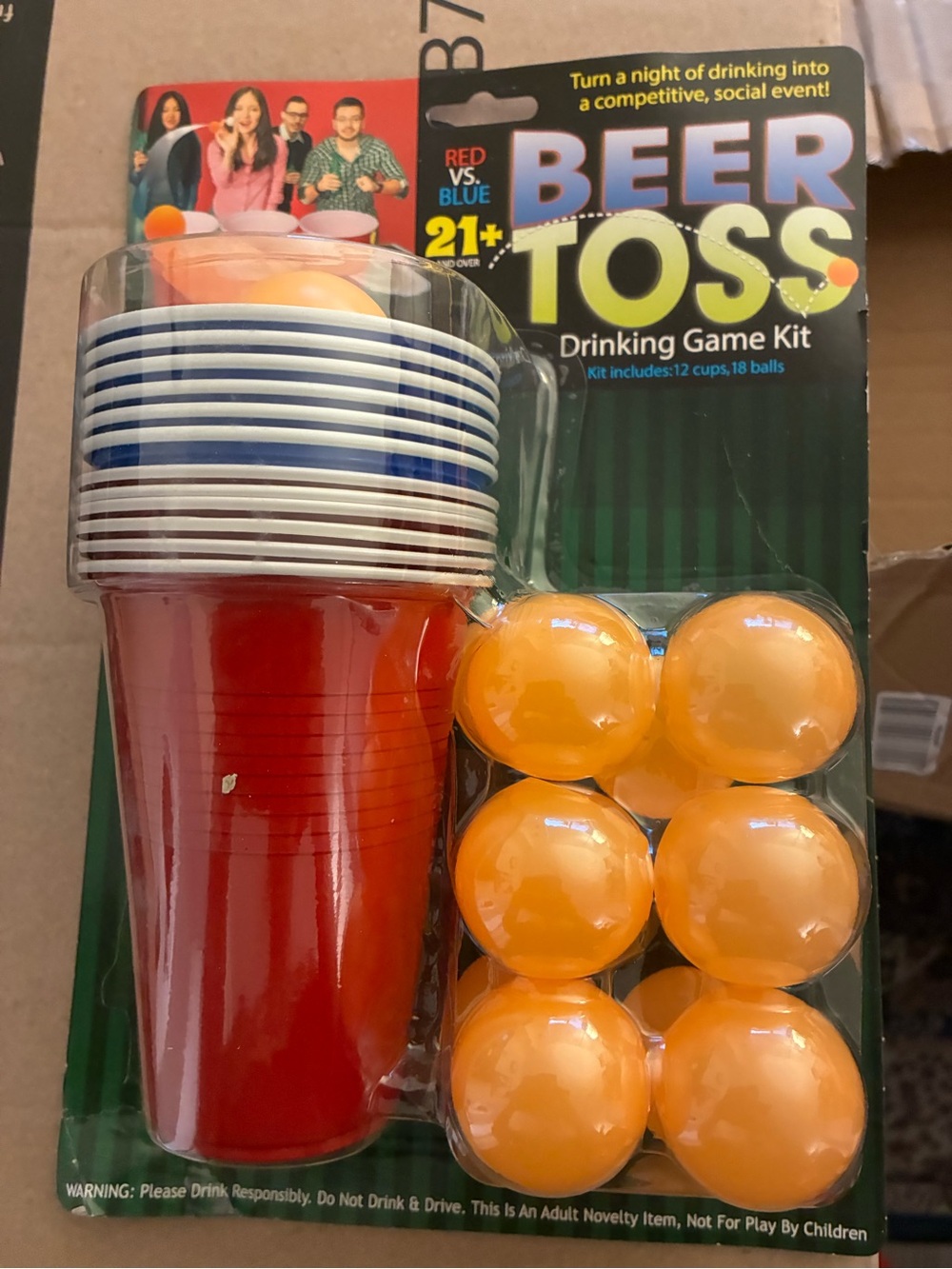 Beer Toss Drinking Game Kit - Orange Cups & Balls